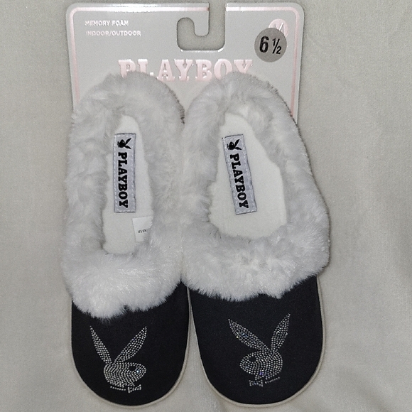 PLAYBOY Shoes - Playboy Black and White Slippers
